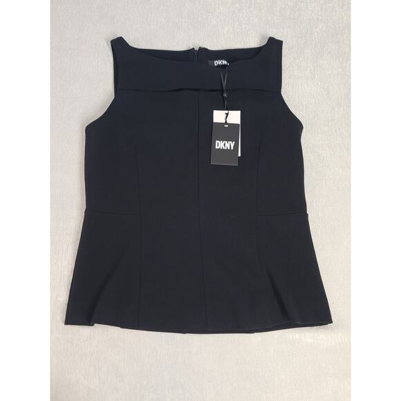 DKNY women's sleveless cut-out peplum top black Size Small Matrix minimalist - Picture 4 of 8